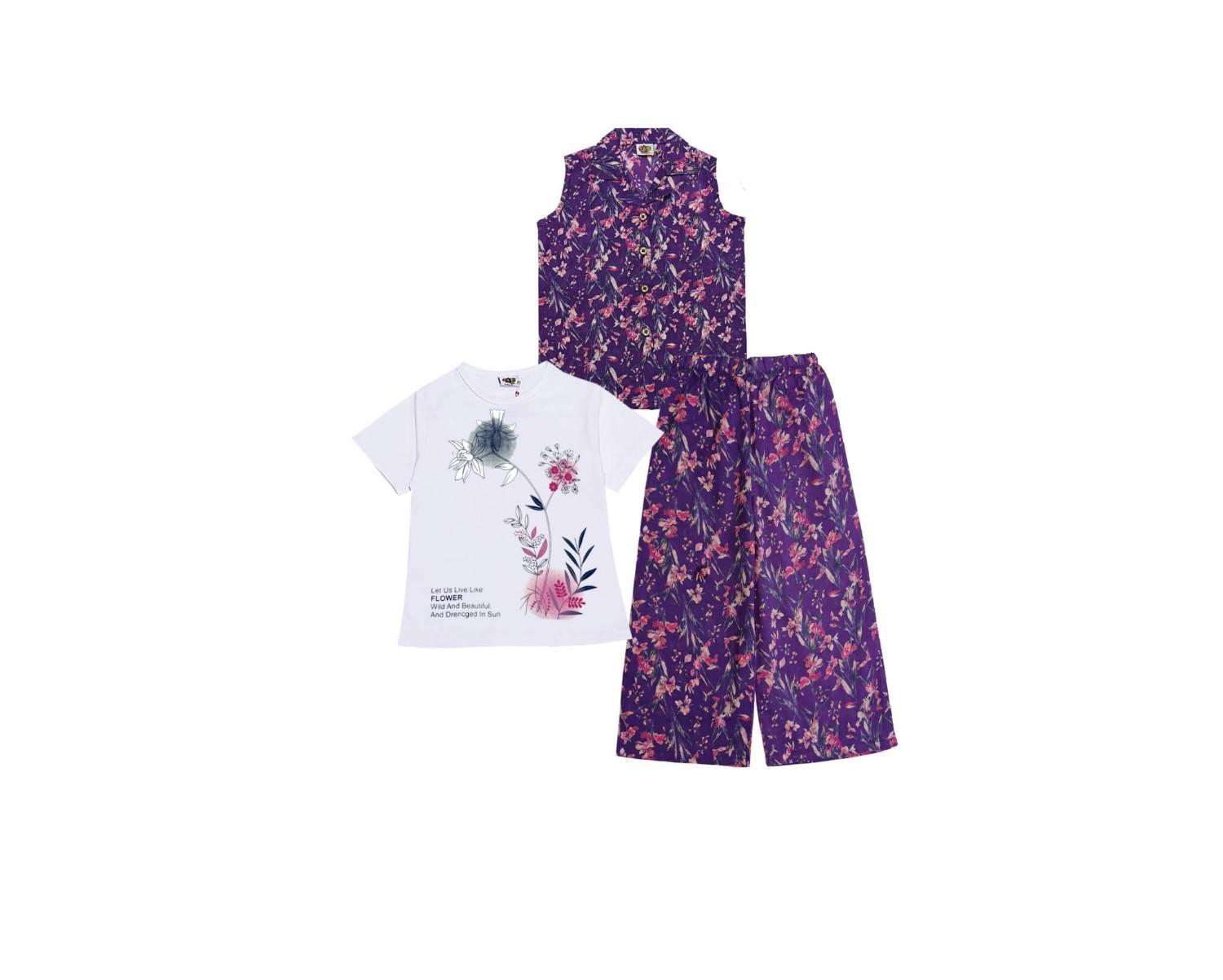 StarFlowersSleevelessCoatInner_Trouser-Purple