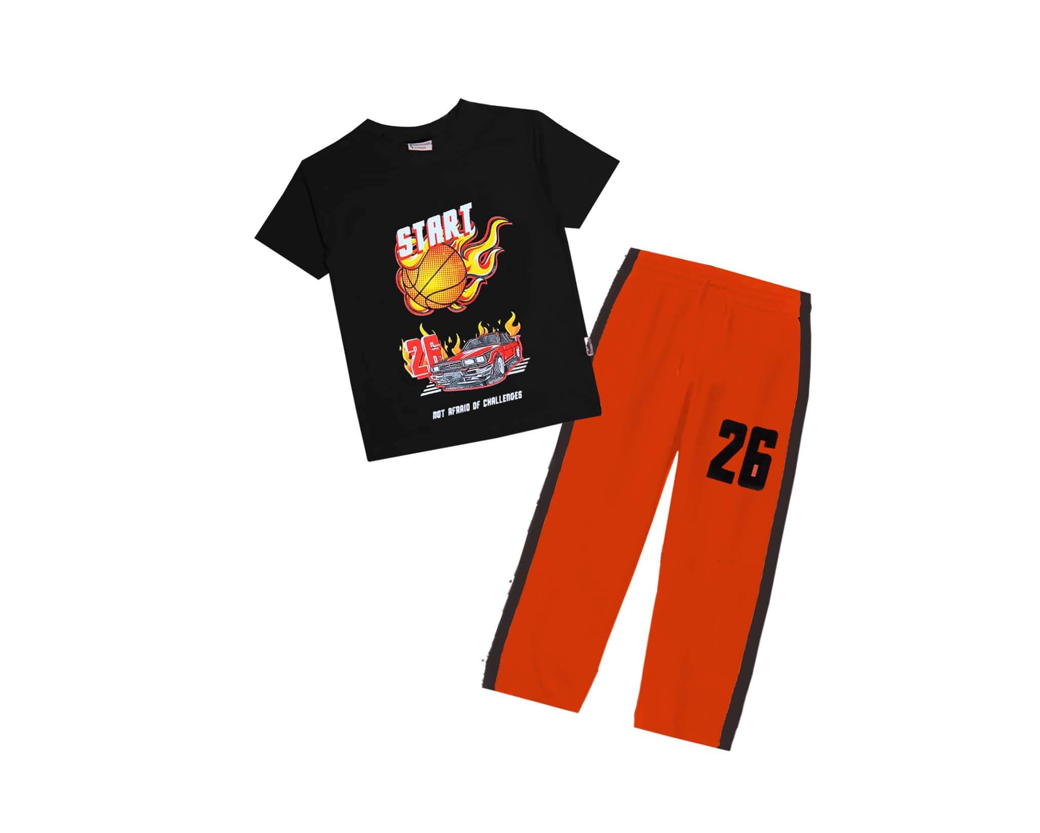 Start 26 Tee & Panel Trouser - Black & Orange