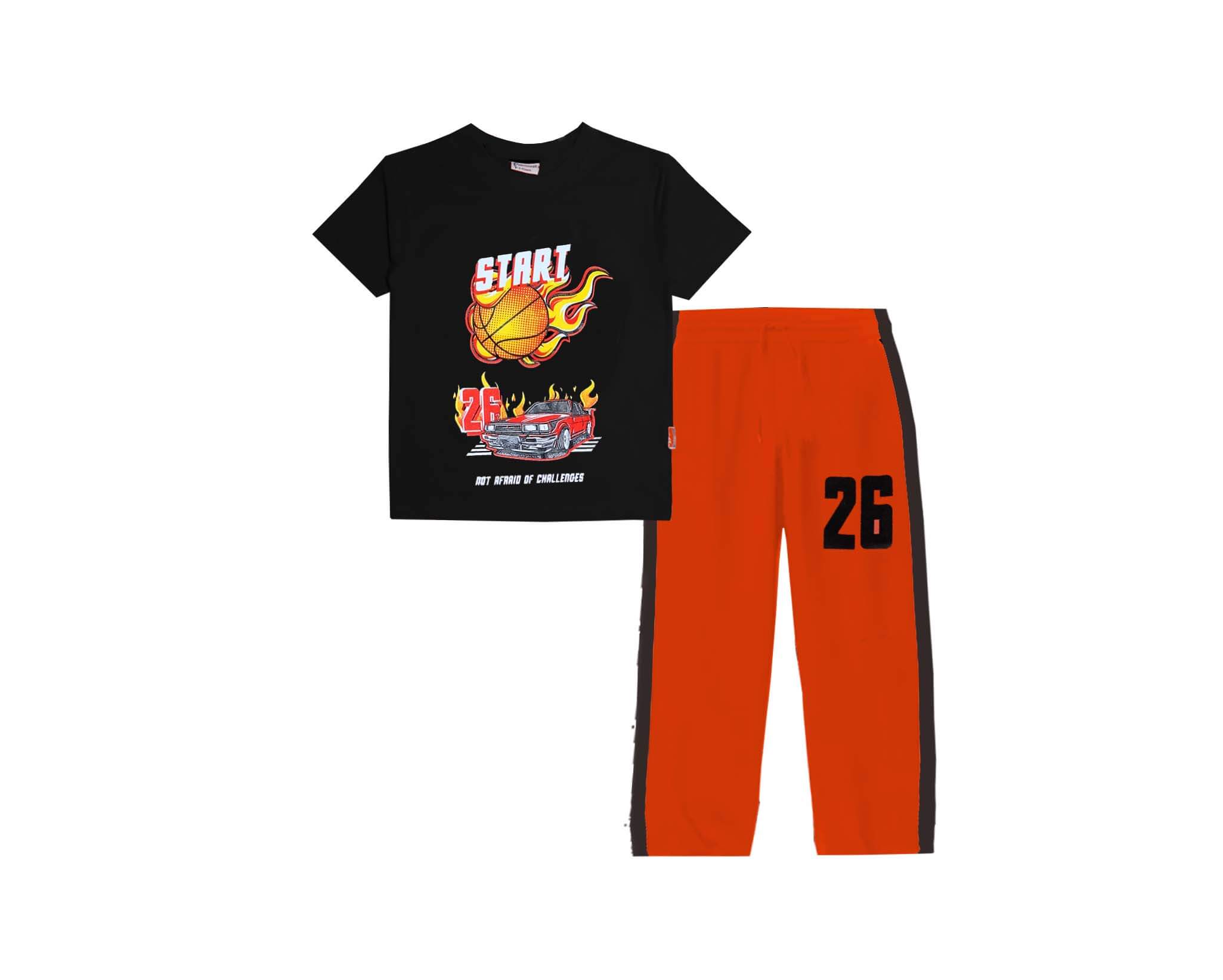 Start 26 Tee & Panel Trouser - Black & Orange