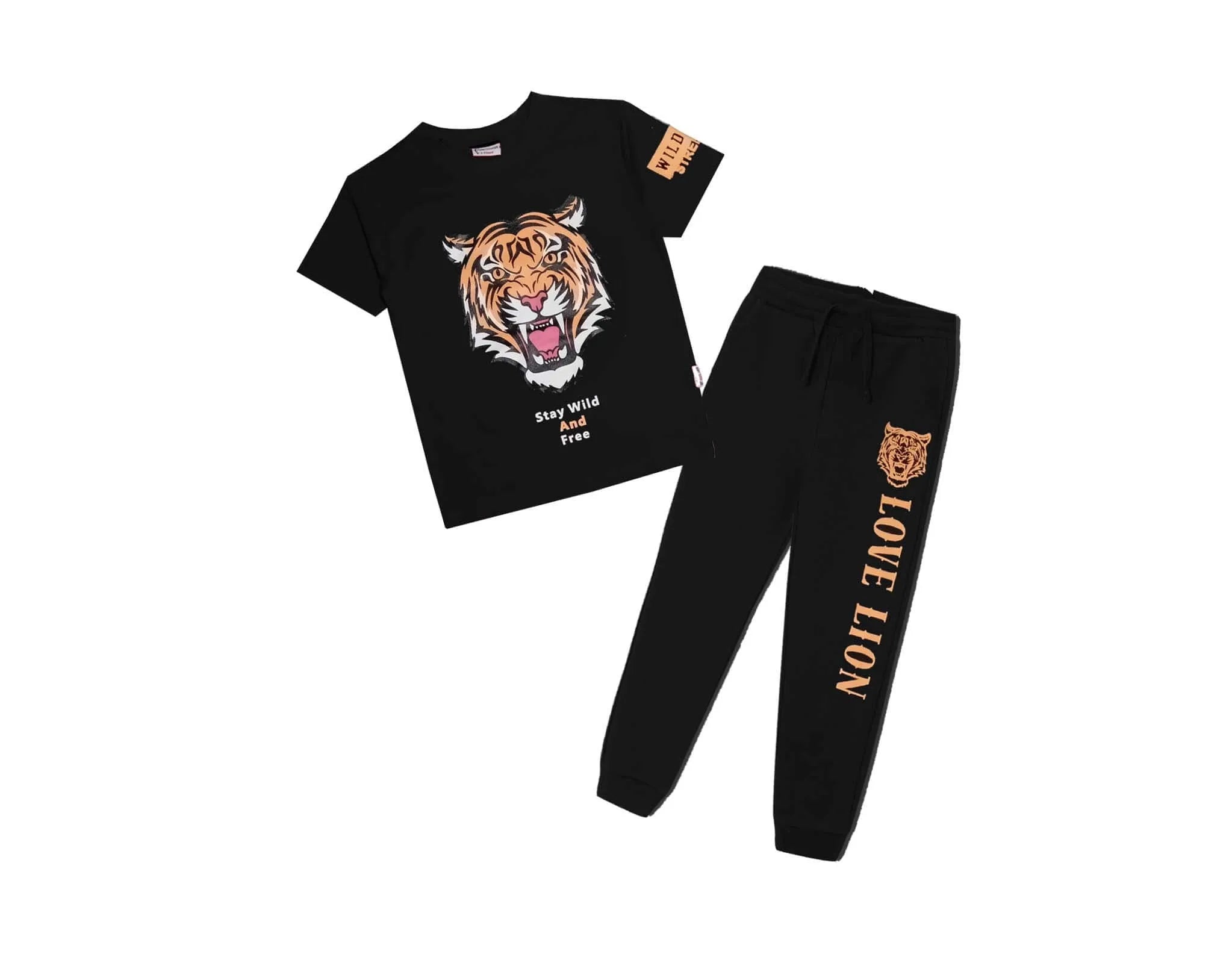 Stay Wild &amp; Free Tee &amp; Trouser - Black