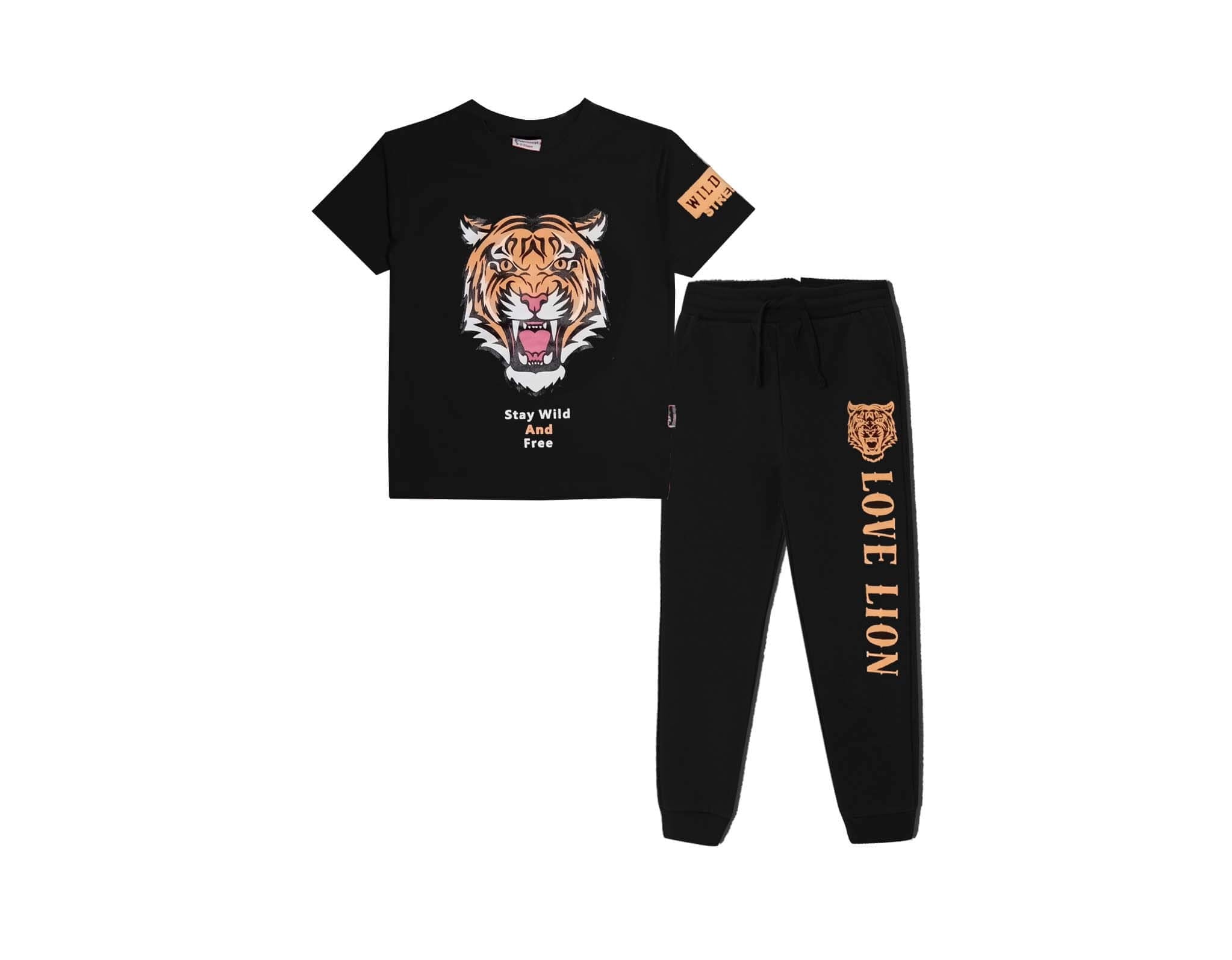 Stay Wild &amp; Free Tee &amp; Trouser - Black