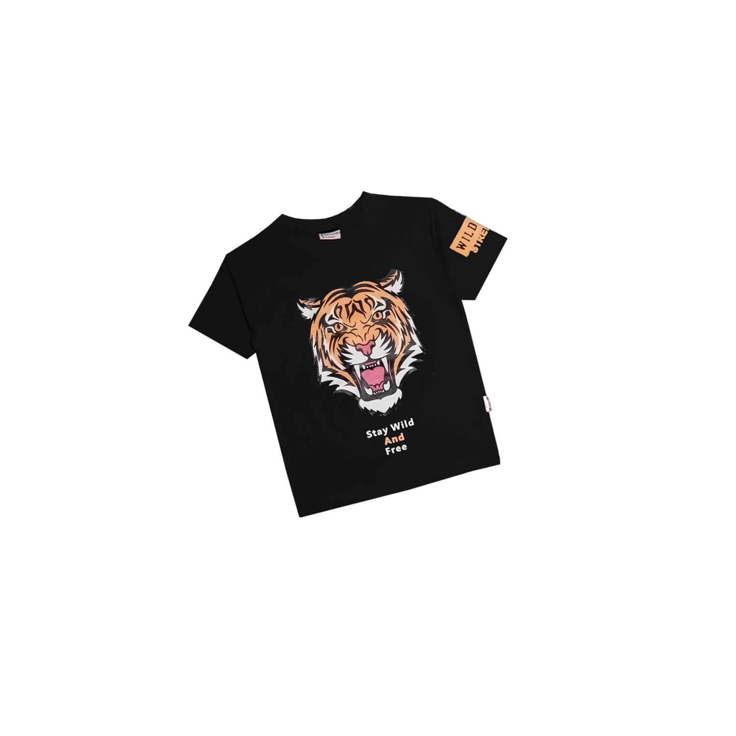 Stay Wild Lion Tee Shirt - Black
