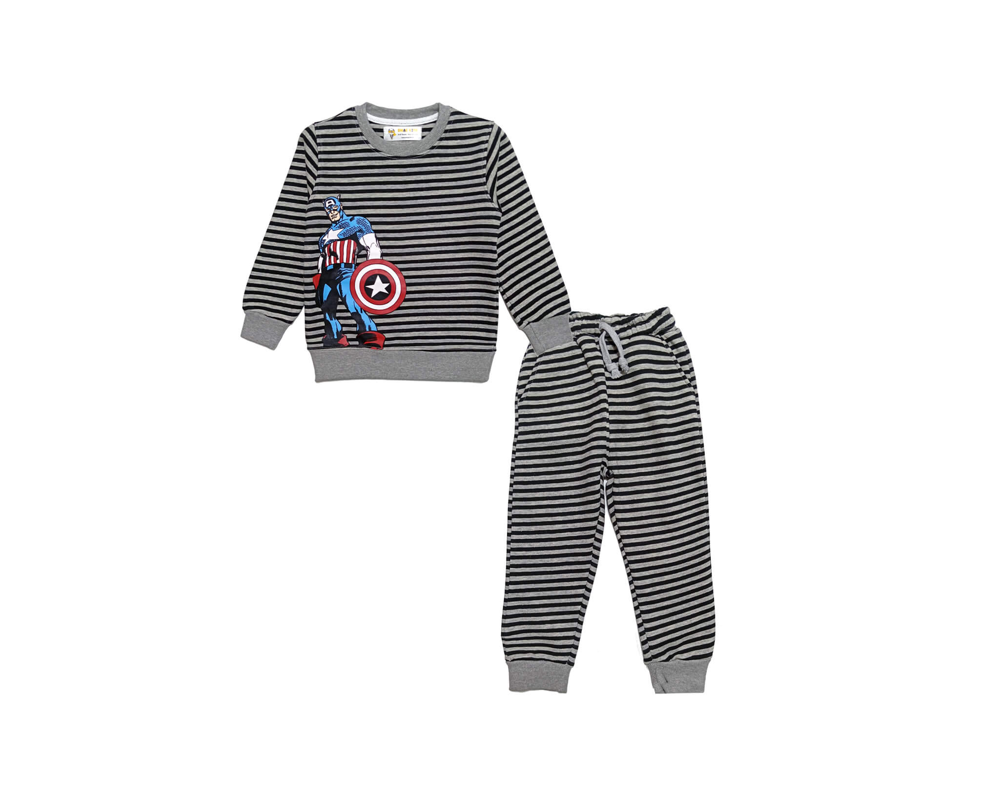 Steel Man Black Strippes Fleece Tracksuit -Grey