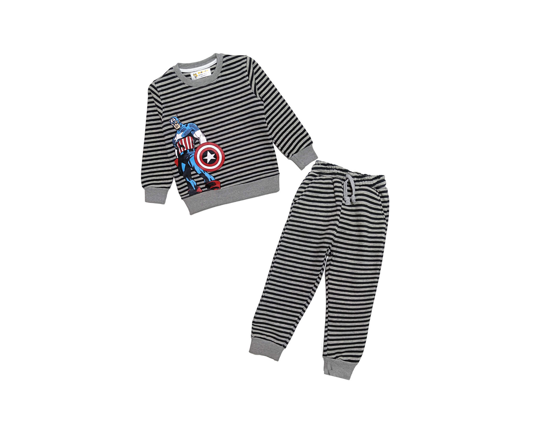 Steel Man Black Strippes Fleece Tracksuit -Grey