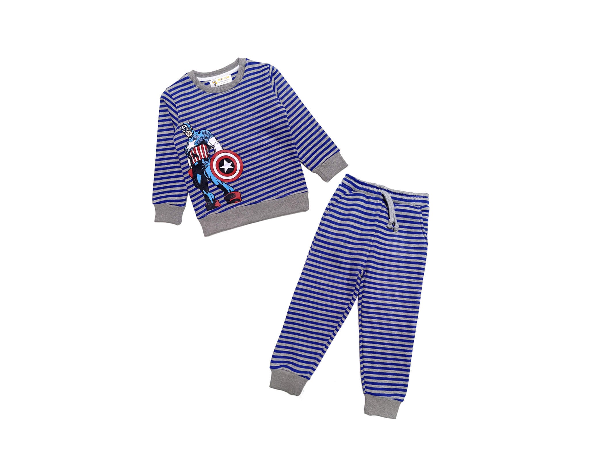 Steel Man Blue Strippes Fleece Tracksuit -Blue