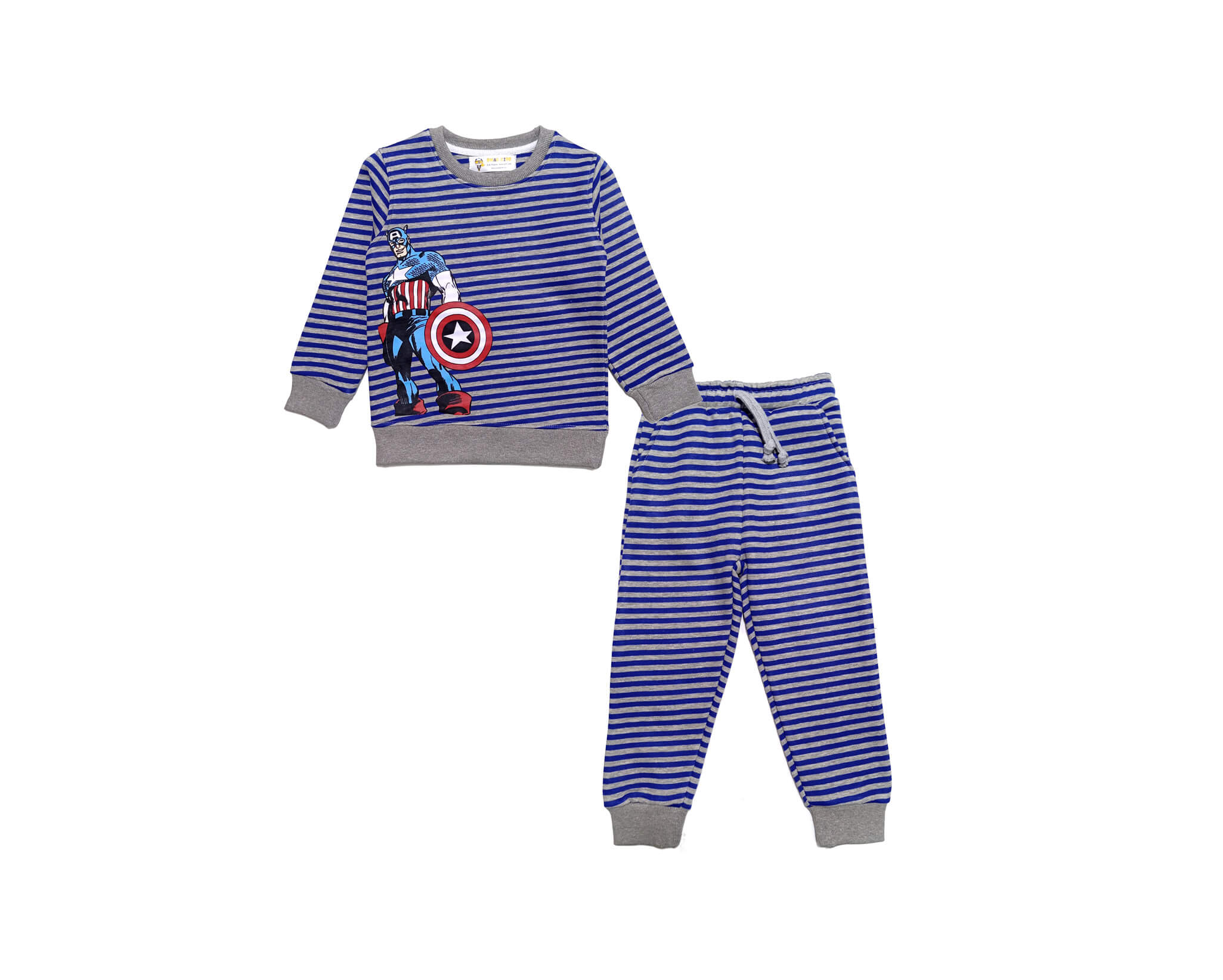 Steel Man Blue Strippes Fleece Tracksuit -Blue