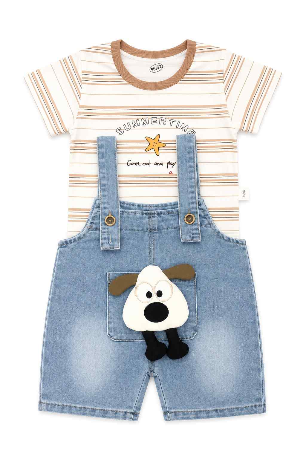 Striped Tee and Dog Pocket Overalls