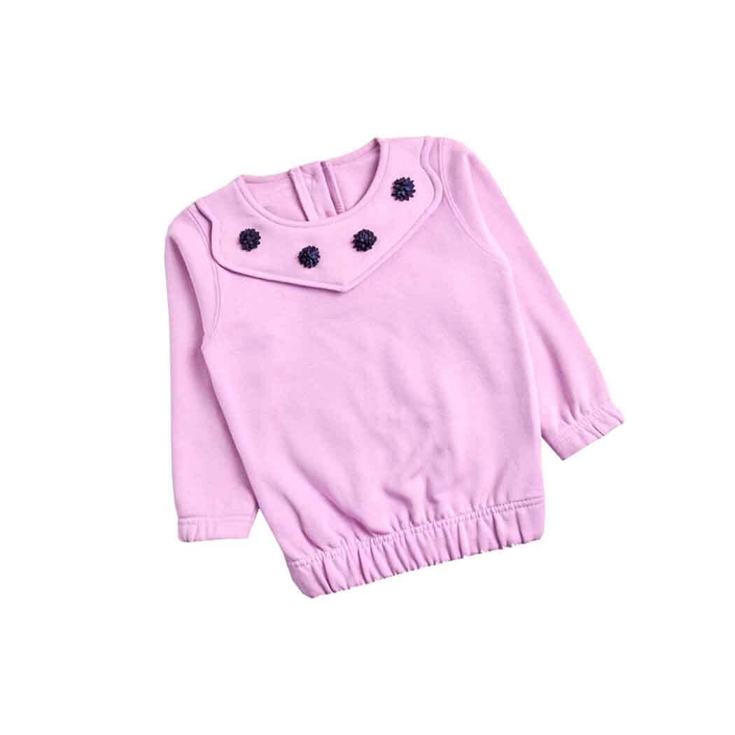 Stylish Elastic Hem Fleece Sweatshirt - Soft Purple