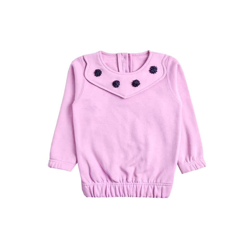 Stylish Elastic Hem Fleece Sweatshirt - Soft Purple