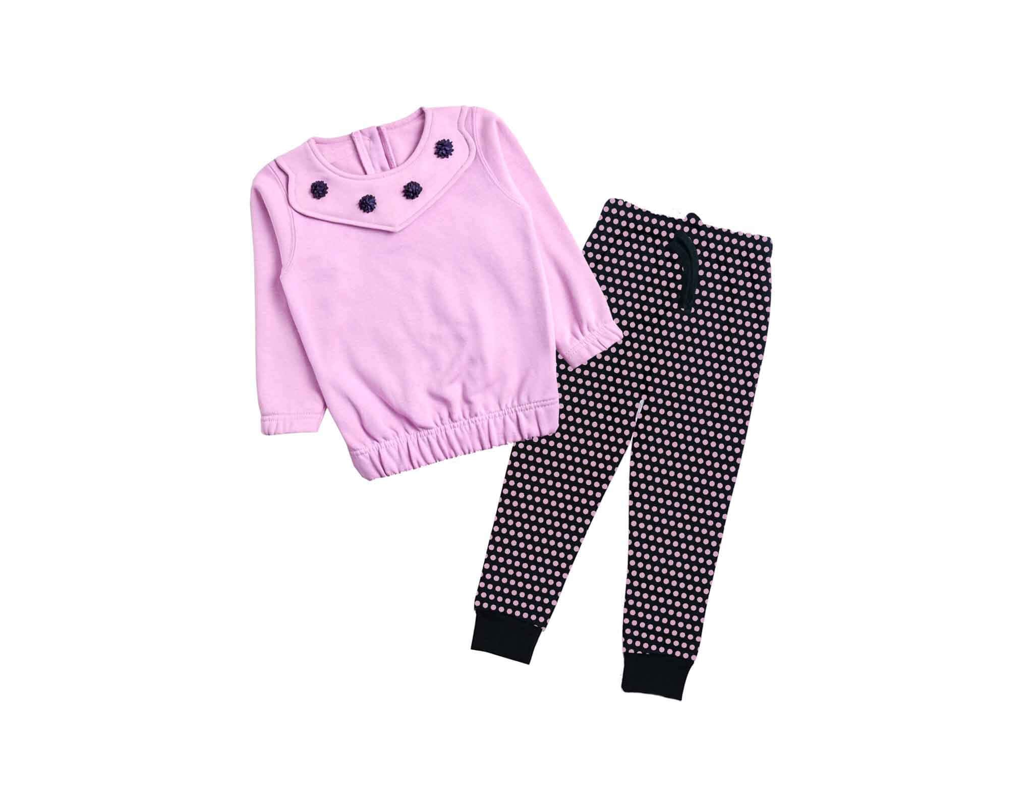 Stylish Elastic Hem Fleece Tracksuit - Soft Purple &amp; Black