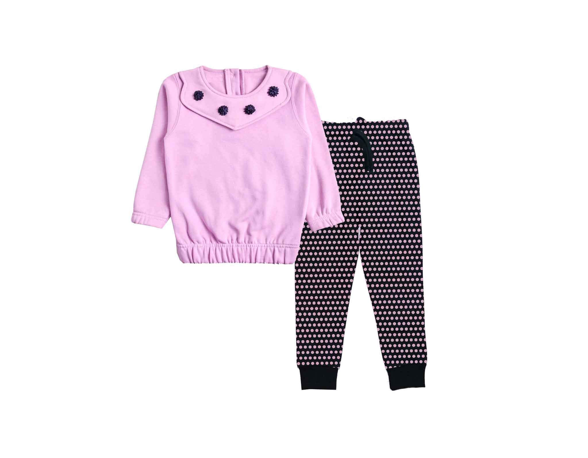 Stylish Elastic Hem Fleece Tracksuit - Soft Purple &amp; Black