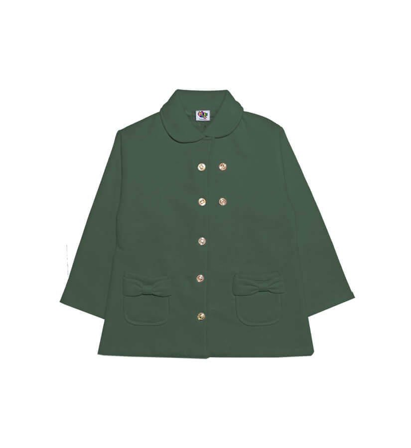 Stylish Round Coller Fleece Coat -Green