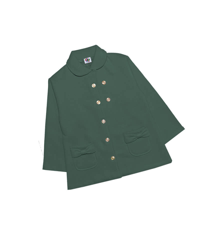 Stylish Round Coller Fleece Coat Olive -Green