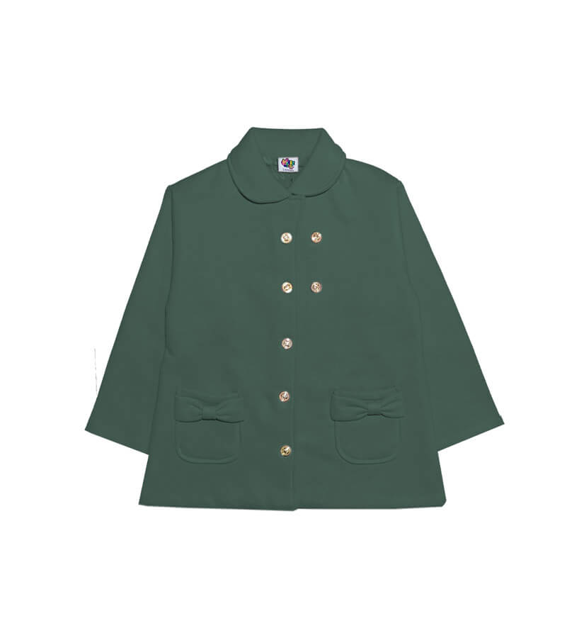 Stylish Round Coller Fleece Coat Olive -Green
