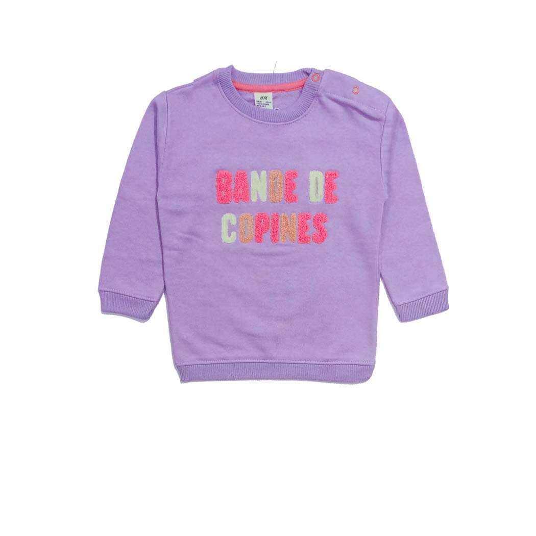 Stylish Text Light Fleece Sweatshirt - Light Purple