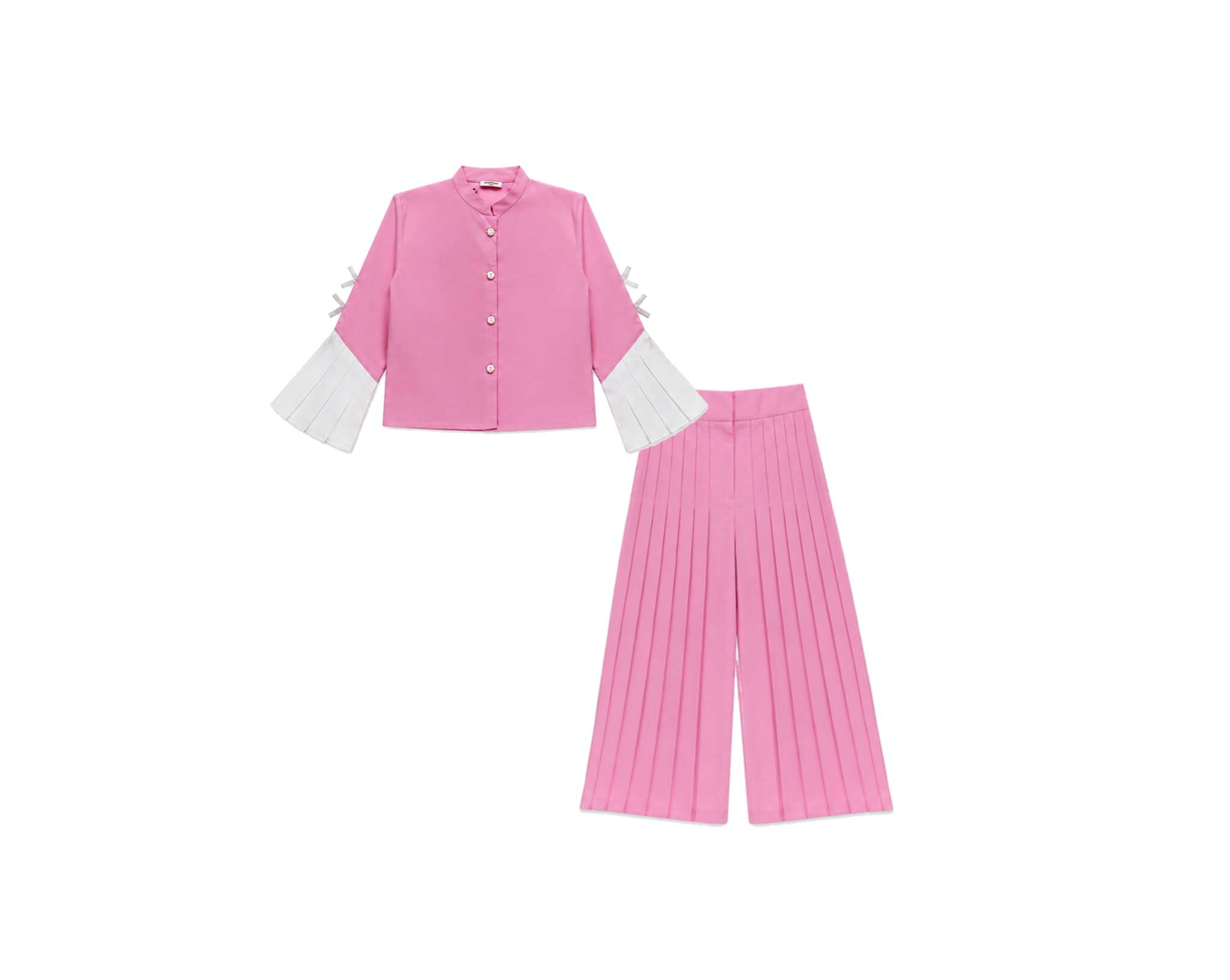 StylishSleeveWithBowShirt_FlapperTrouser-Pink