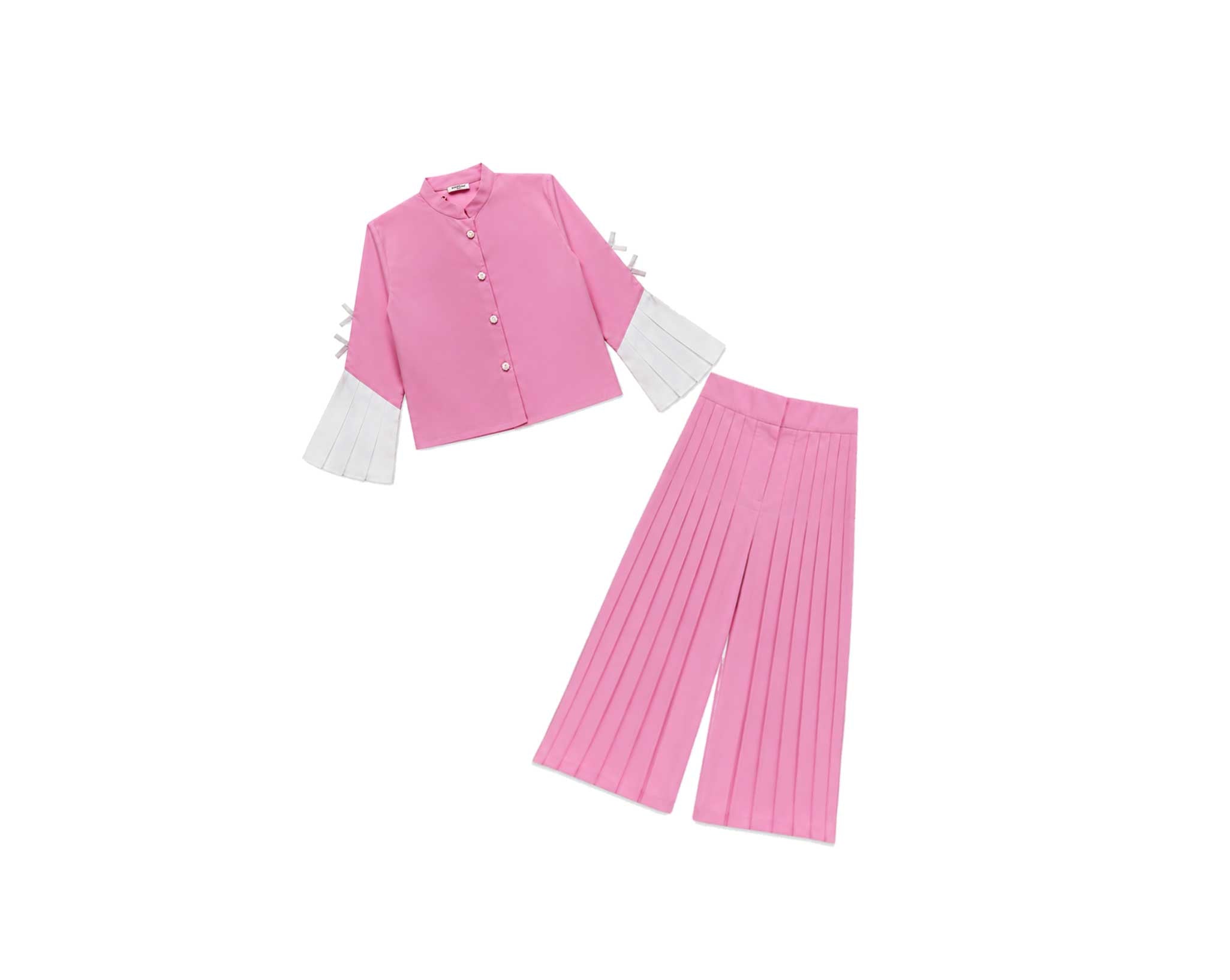 StylishSleeveWithBowShirt_FlapperTrouser-Pink_1