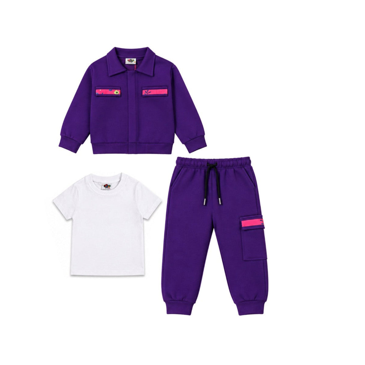Stylish Coat with Inner & Flap Pocket Trouser - Purpal & White