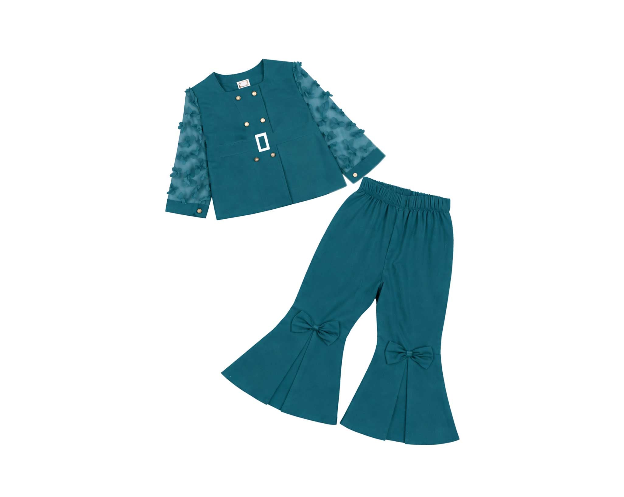 Stylish Girl Flowers Cotton outfit with flared pants – Zinc