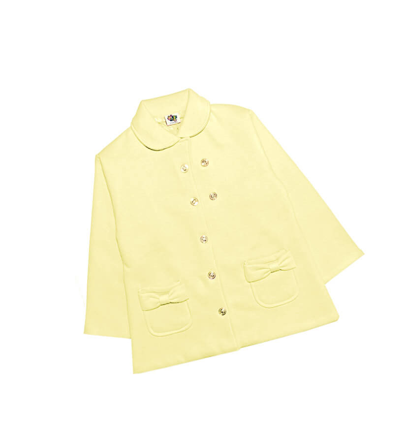 Stylish Round Coller Fleece Coat -Lime Yellow