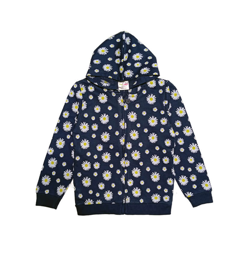 Sunflowers Glow Terry Hood - Navy Blue