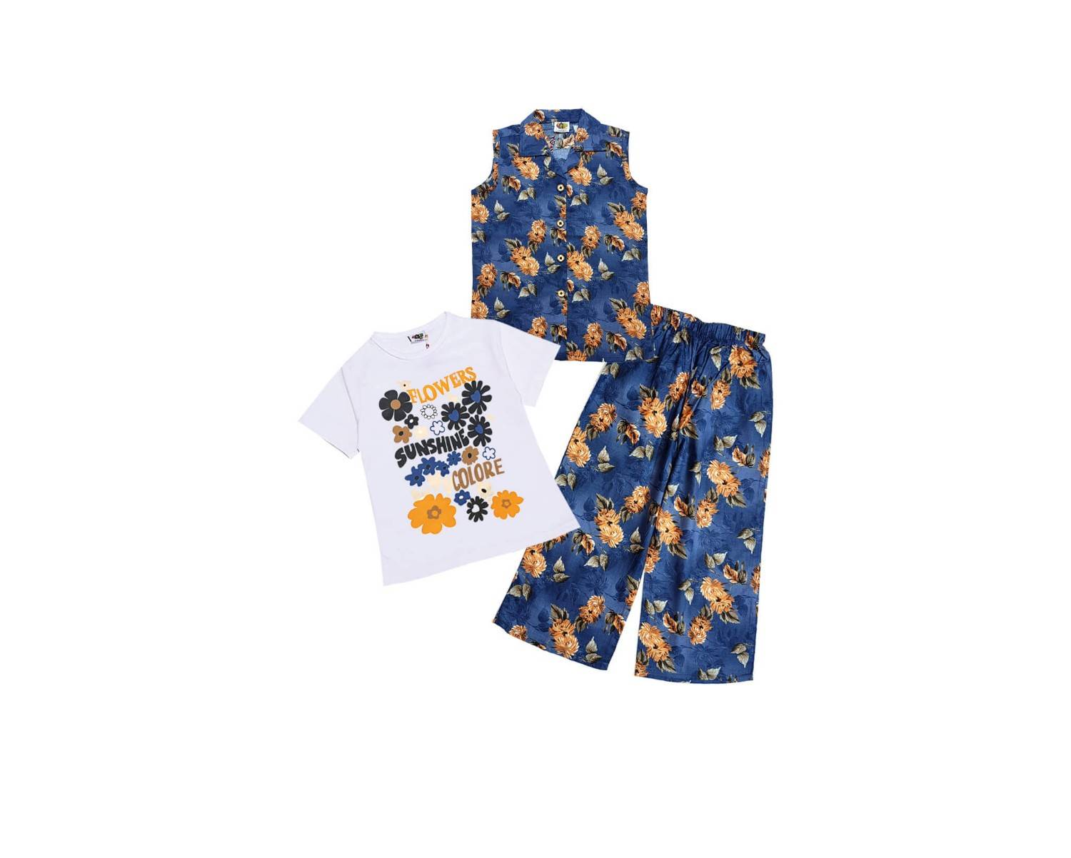 SunshineColorFlowersSleevelessCoatInner_Trouser-Blue_1