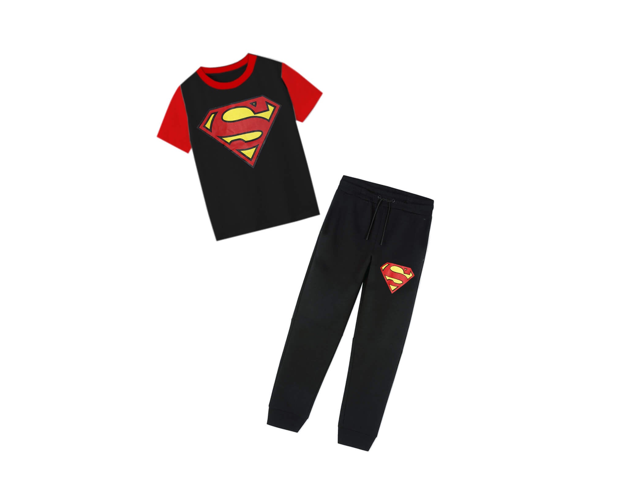 Superman Logo Tee &amp; Trouser -Red &amp; Black
