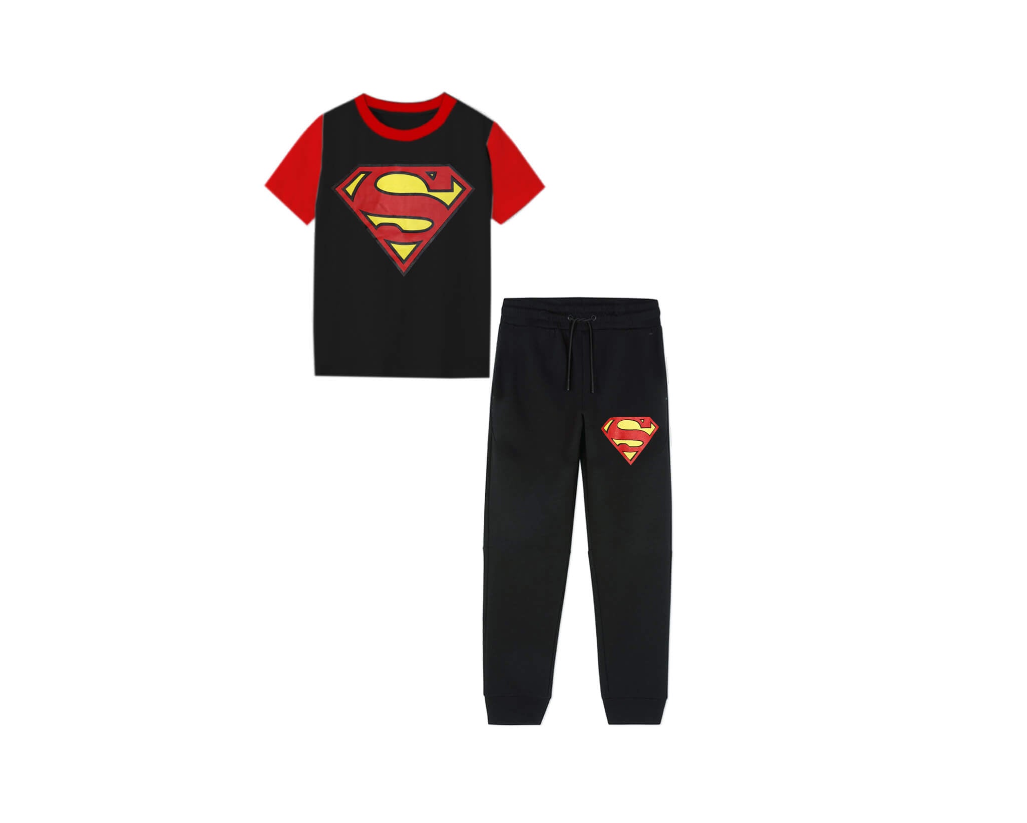 Superman Logo Tee &amp; Trouser -Red &amp; Black