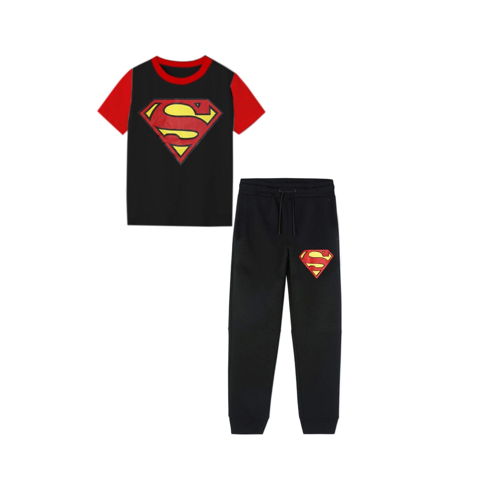 Superman Logo Tee &amp; Trouser -Red &amp; Black