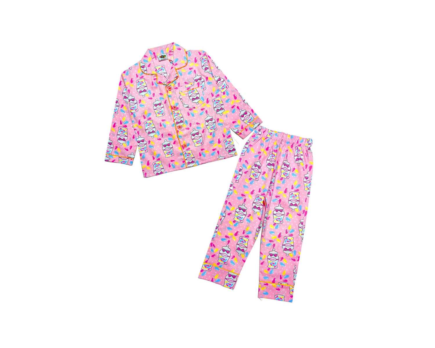 Sweet Candy Pot Full Sleeves Cotton Night Suit -Dark Baby Pink