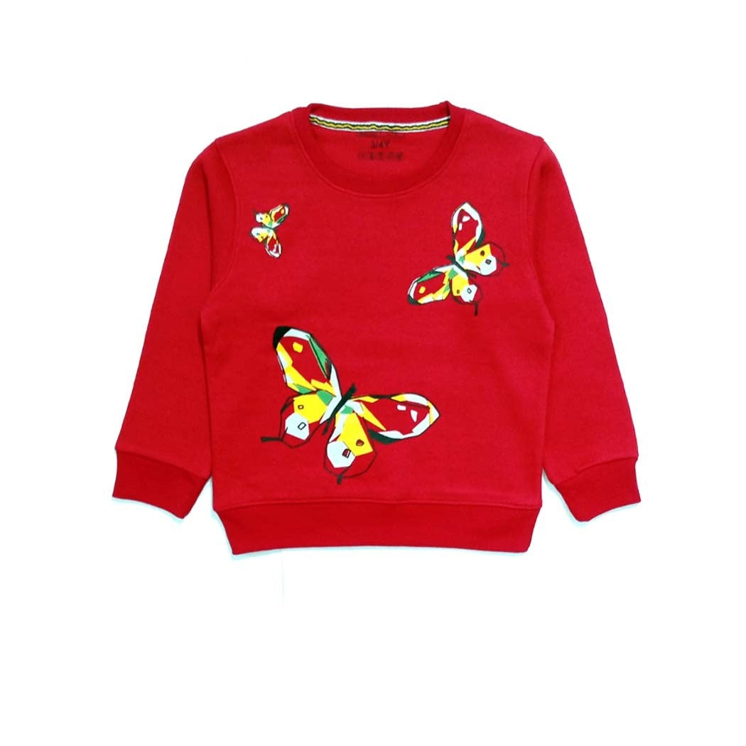 Sweet Butterflies Fleece Sweatshirt - Red