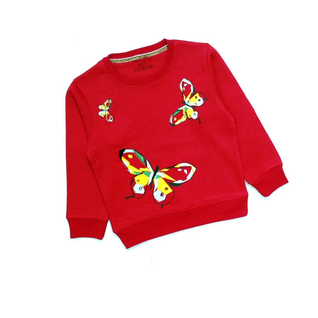 Sweet Butterflies Fleece Sweatshirt - Red 1