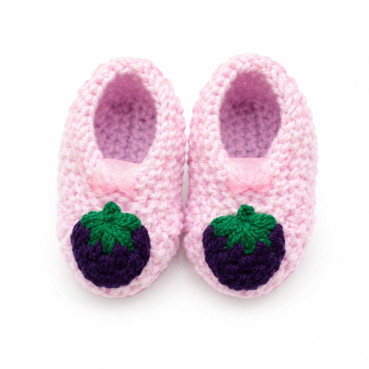 Sweet Berry Crochet Baby Booties with Ribbon