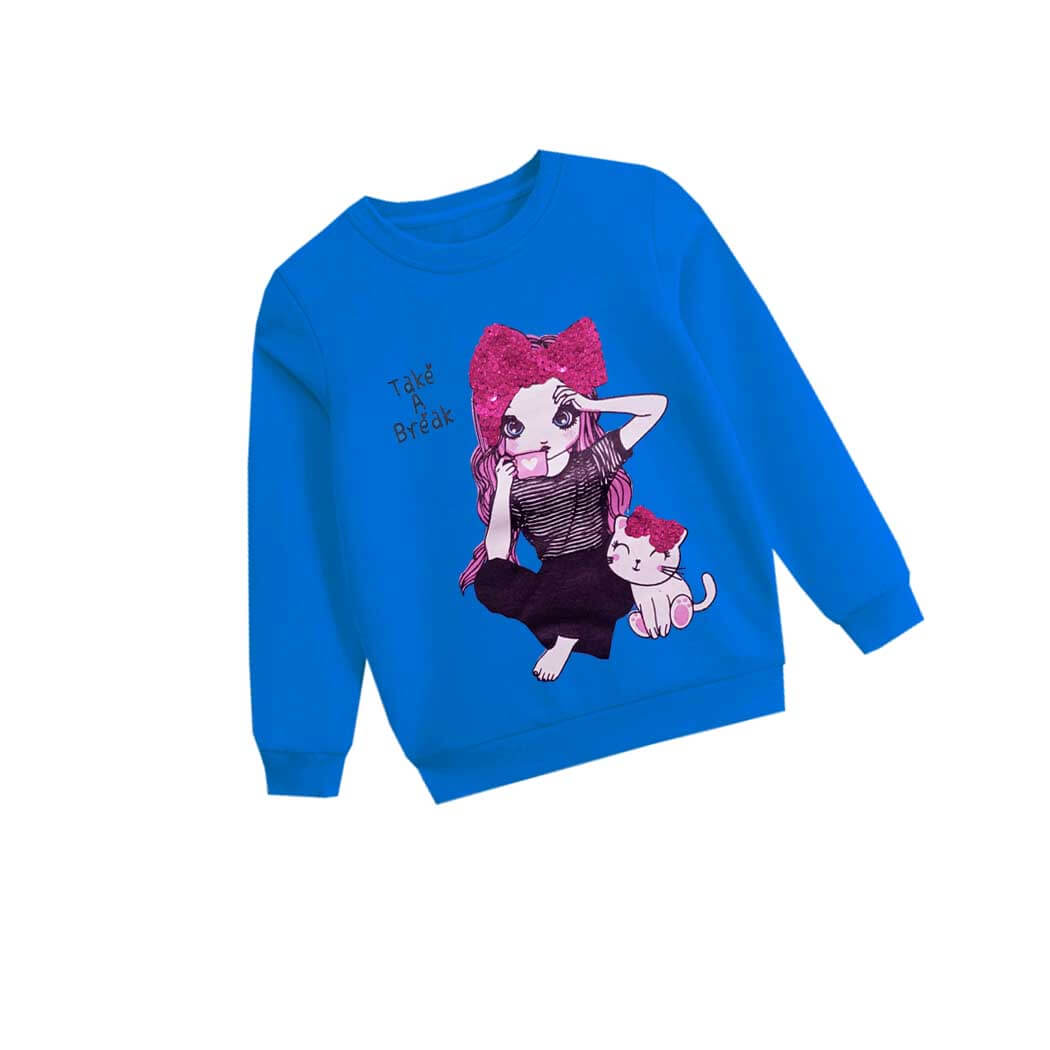 Take a Break Fleece with Sequin Sweatshirt - Ferozi