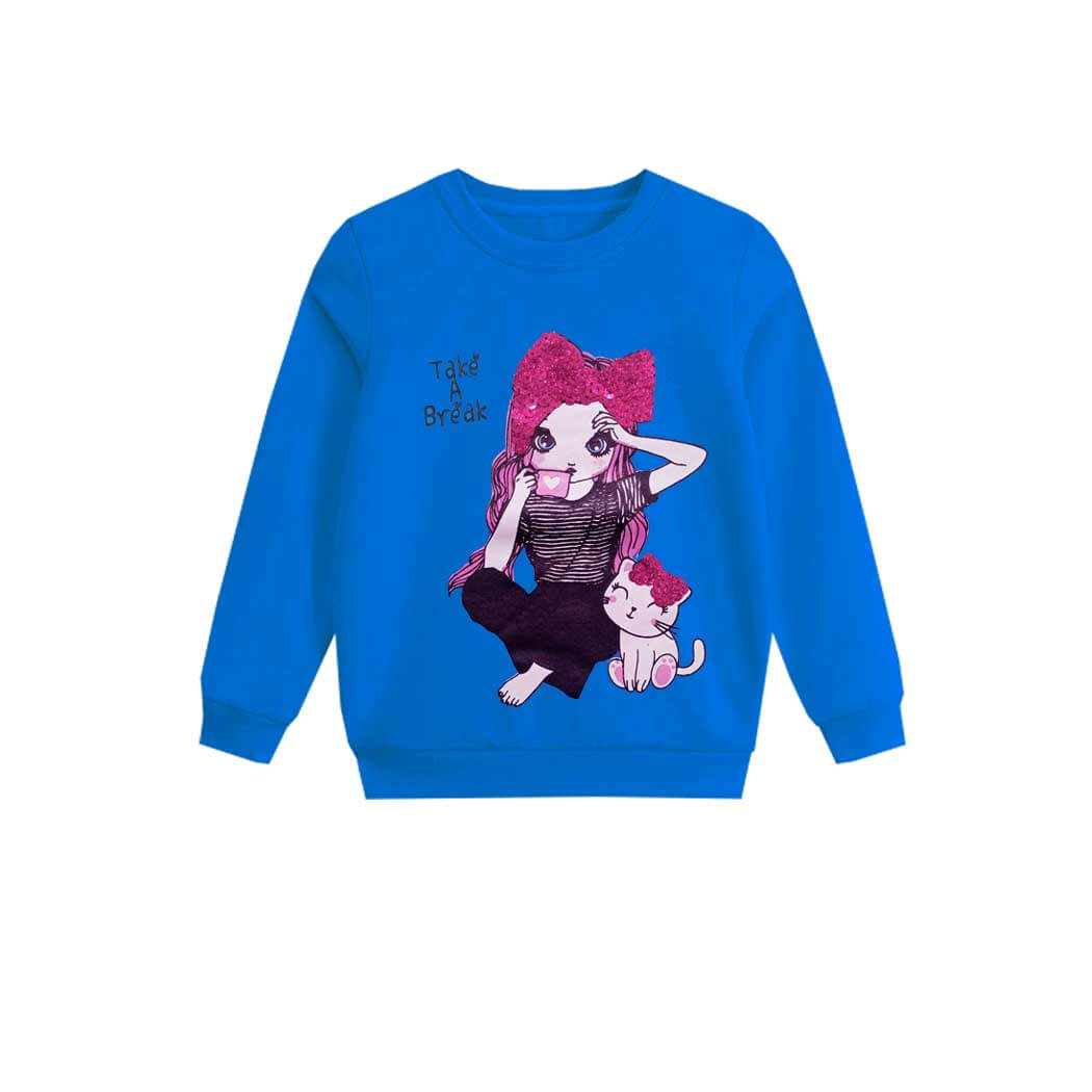 Take a Break Fleece with Sequin Sweatshirt - Ferozi