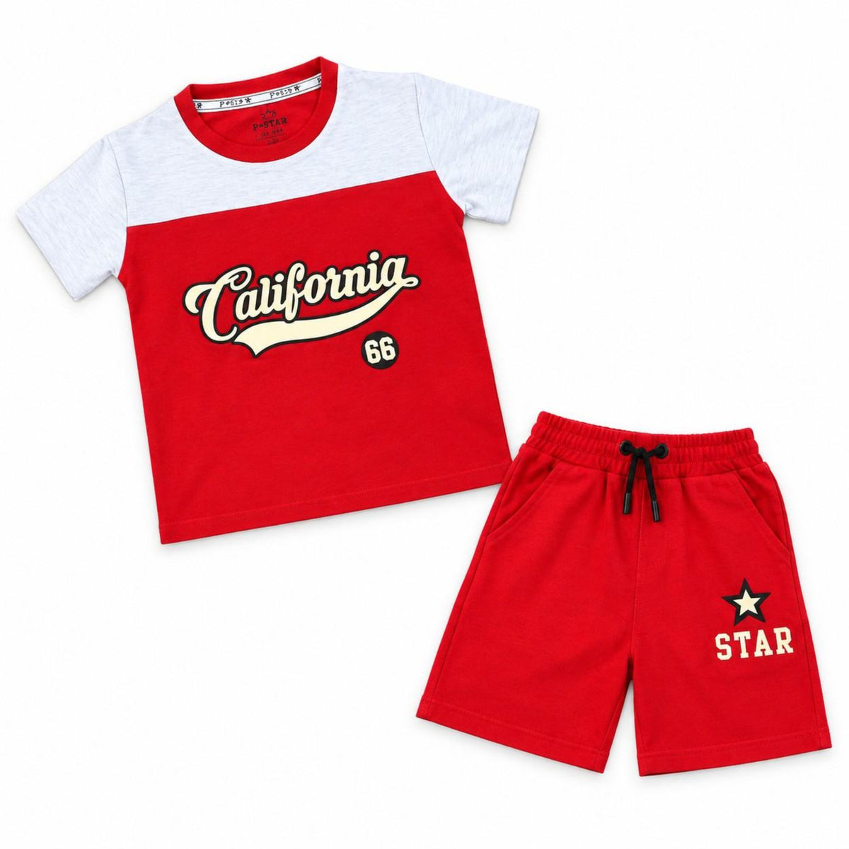 Tee & Short California 66 Cotton Jersey - Red