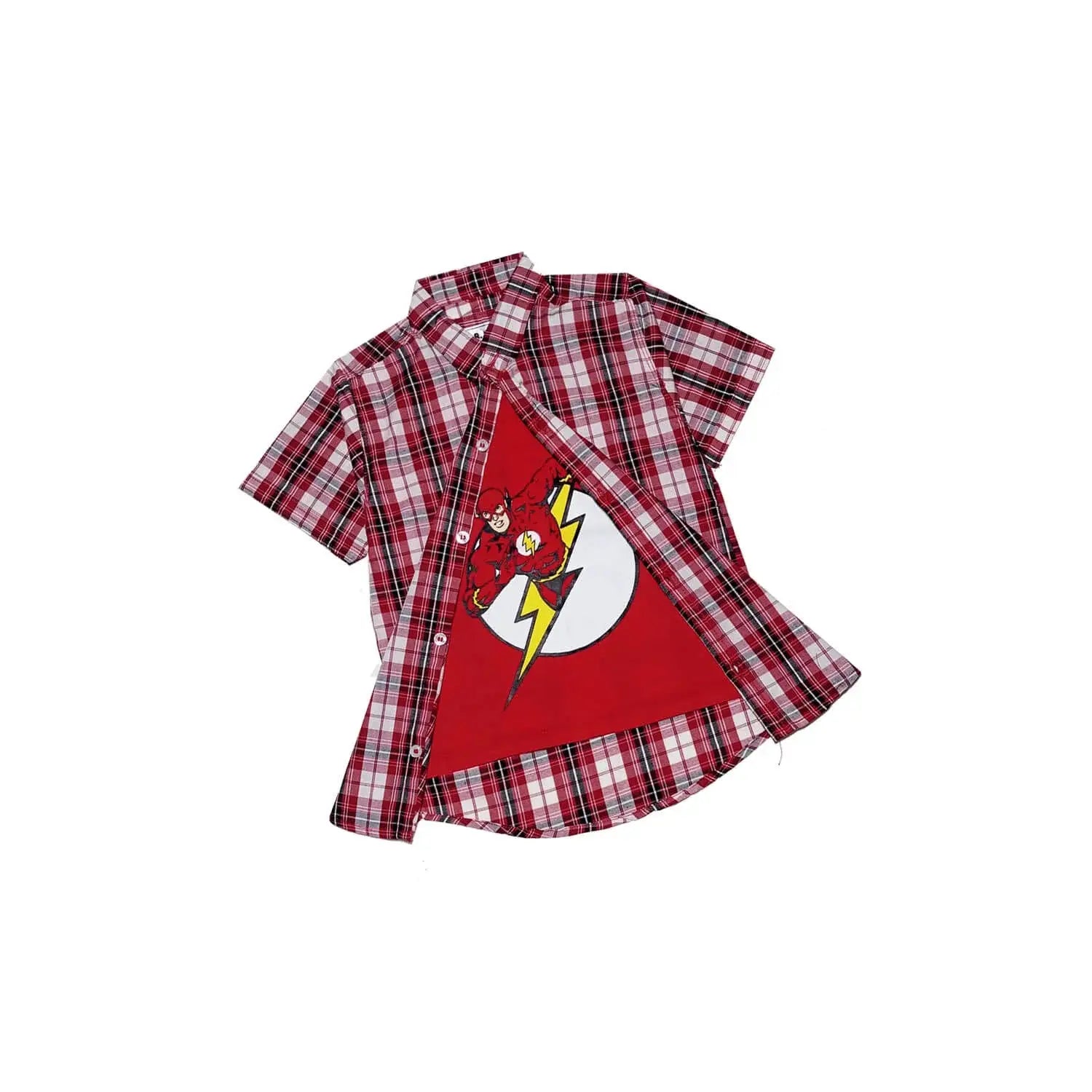 The Flash Twofer Cotton Cheked Casual Shirt-Red-1