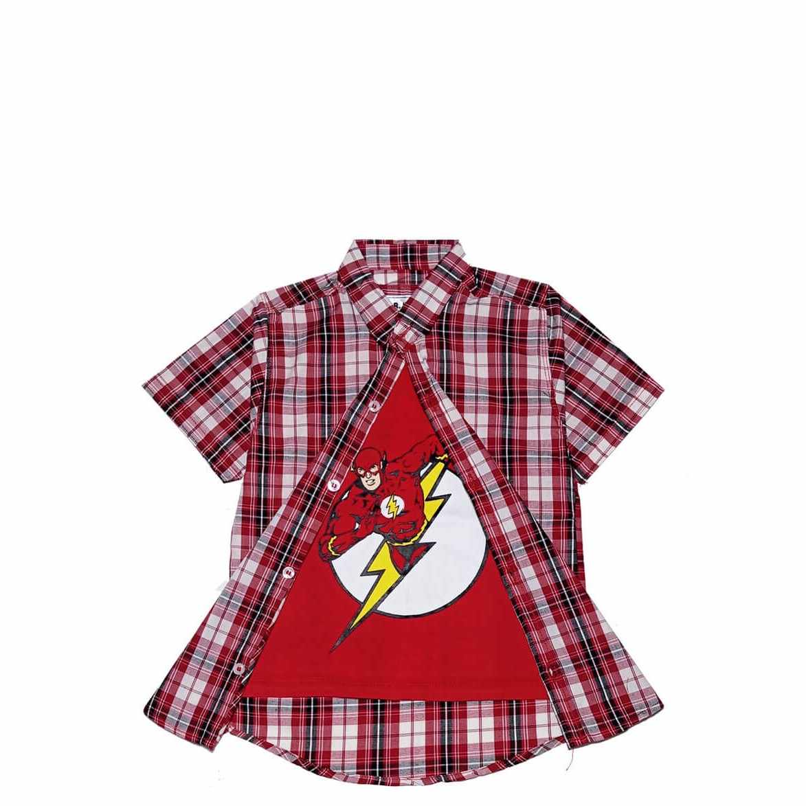 The Flash Twofer Cotton Cheked Casual Shirt-Red