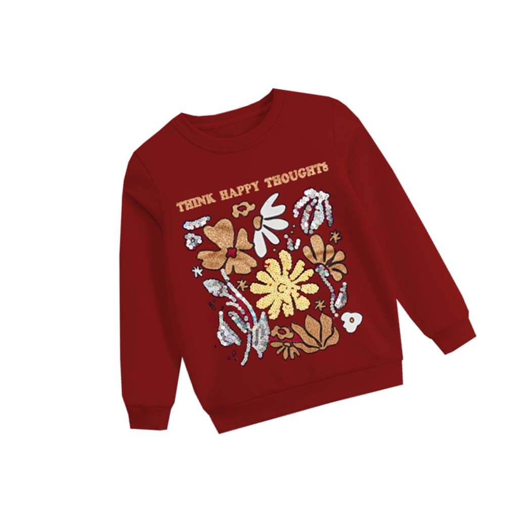 Think HAppy Thoughts Sequence Sweatshirt - Maroon