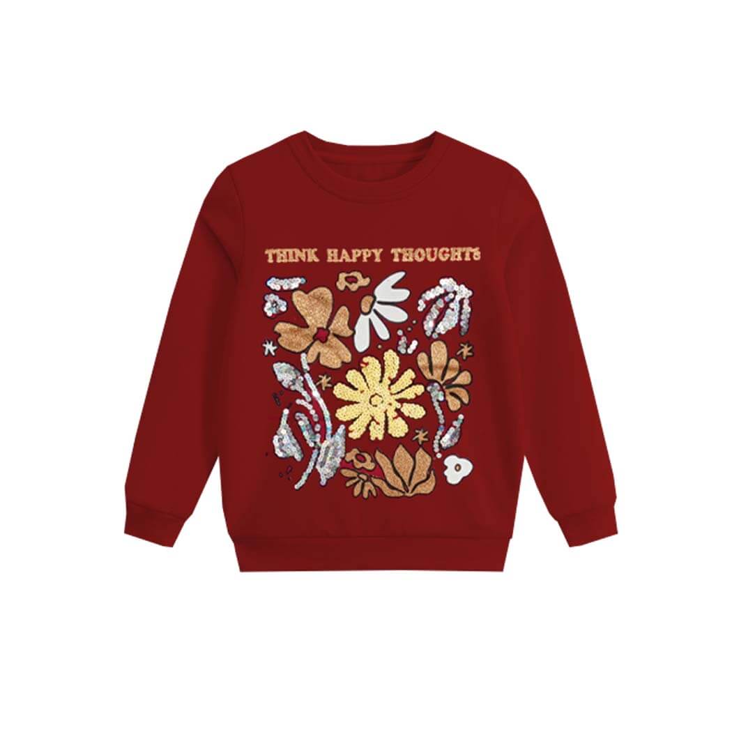 Think HAppy Thoughts Sequence Sweatshirt - Maroon