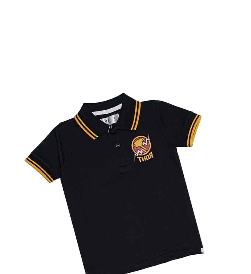 Thor Mustard Tipping Coller Polo Shirt - Black