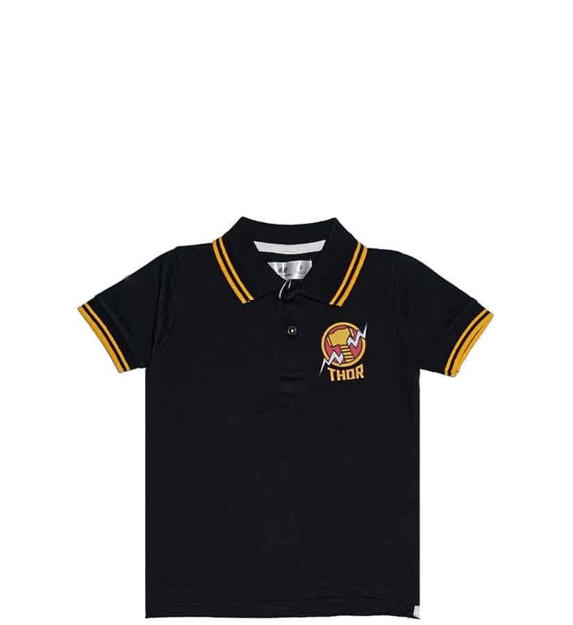 Thor Mustard Tipping Coller Polo Shirt - Black