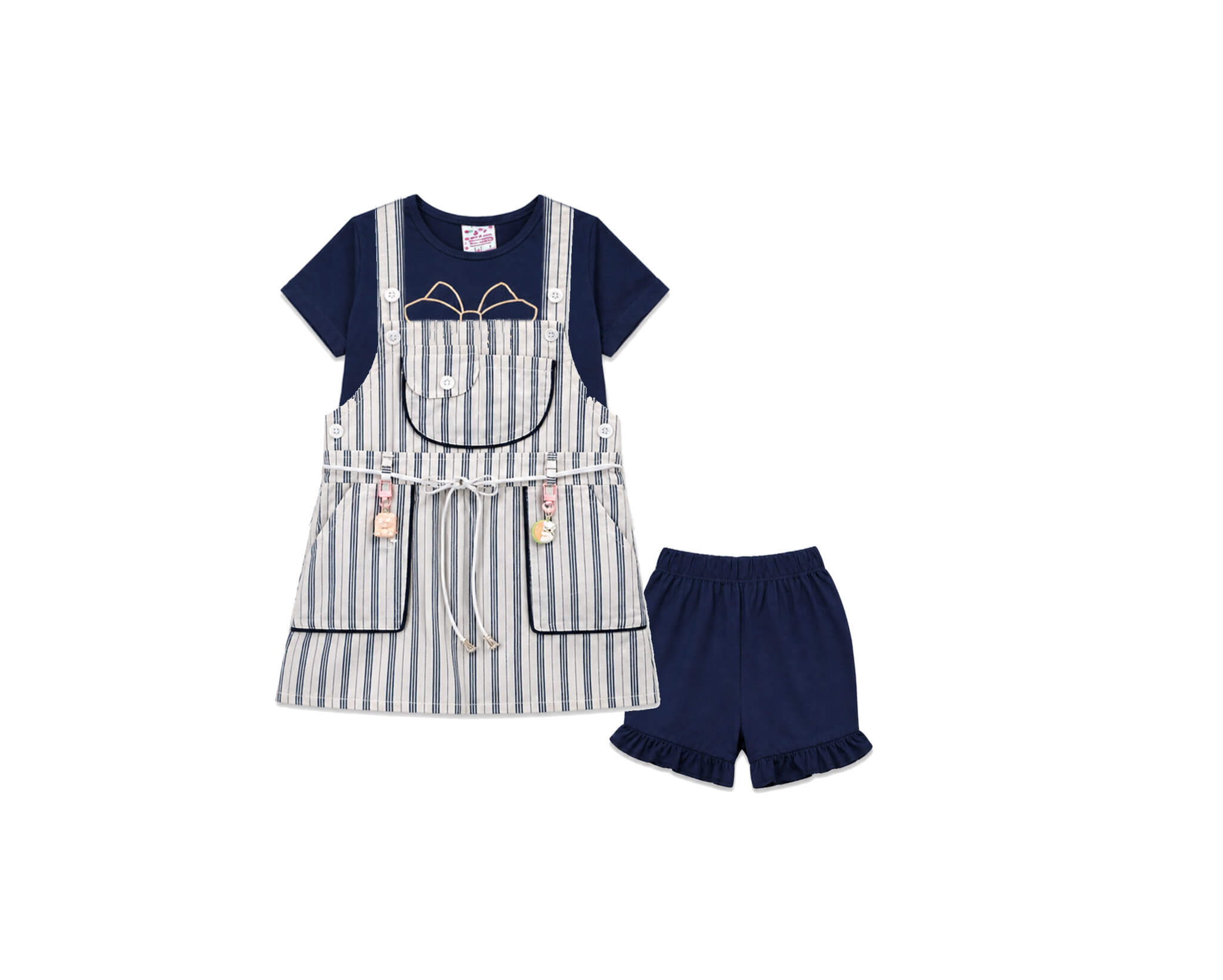 ThreePcBabyGirljumperTShirtWithBow_Short-White_Blue