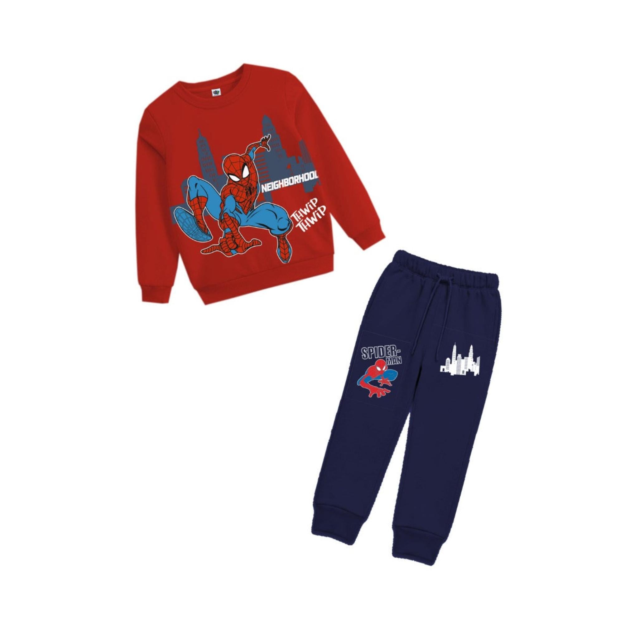 Thwip Thwip Spiderman Fleece Tracksuit - Red & Black