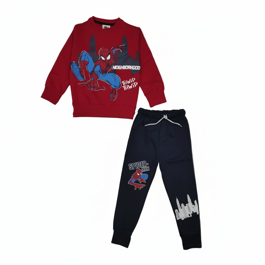 Thwip Thwip Spiderman Fleece Tracksuit - Red & Black