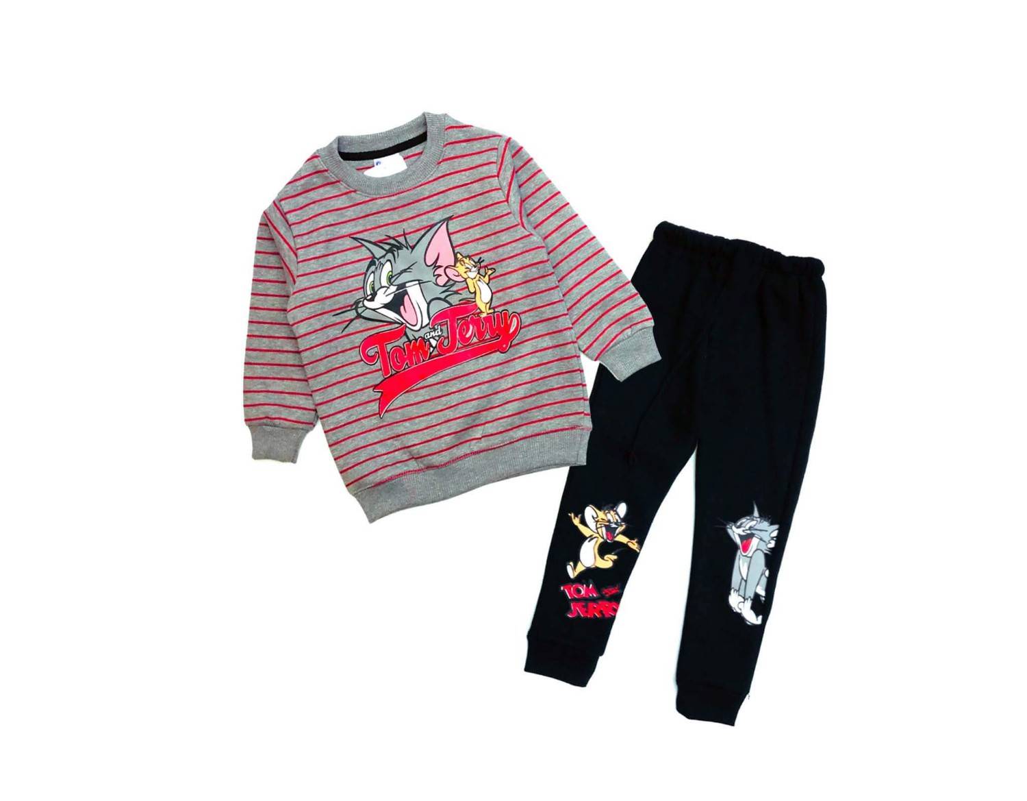Tom-Jerry-Red-Stripes-Fleece-Tracksuit-Gray-Black-1-1