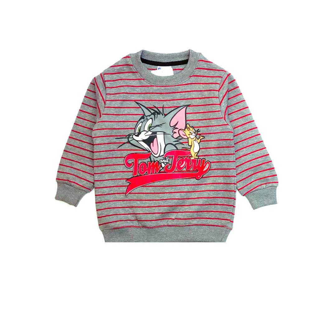Tom &amp; Jerry Red Stripes Sweatshirt  - Gray