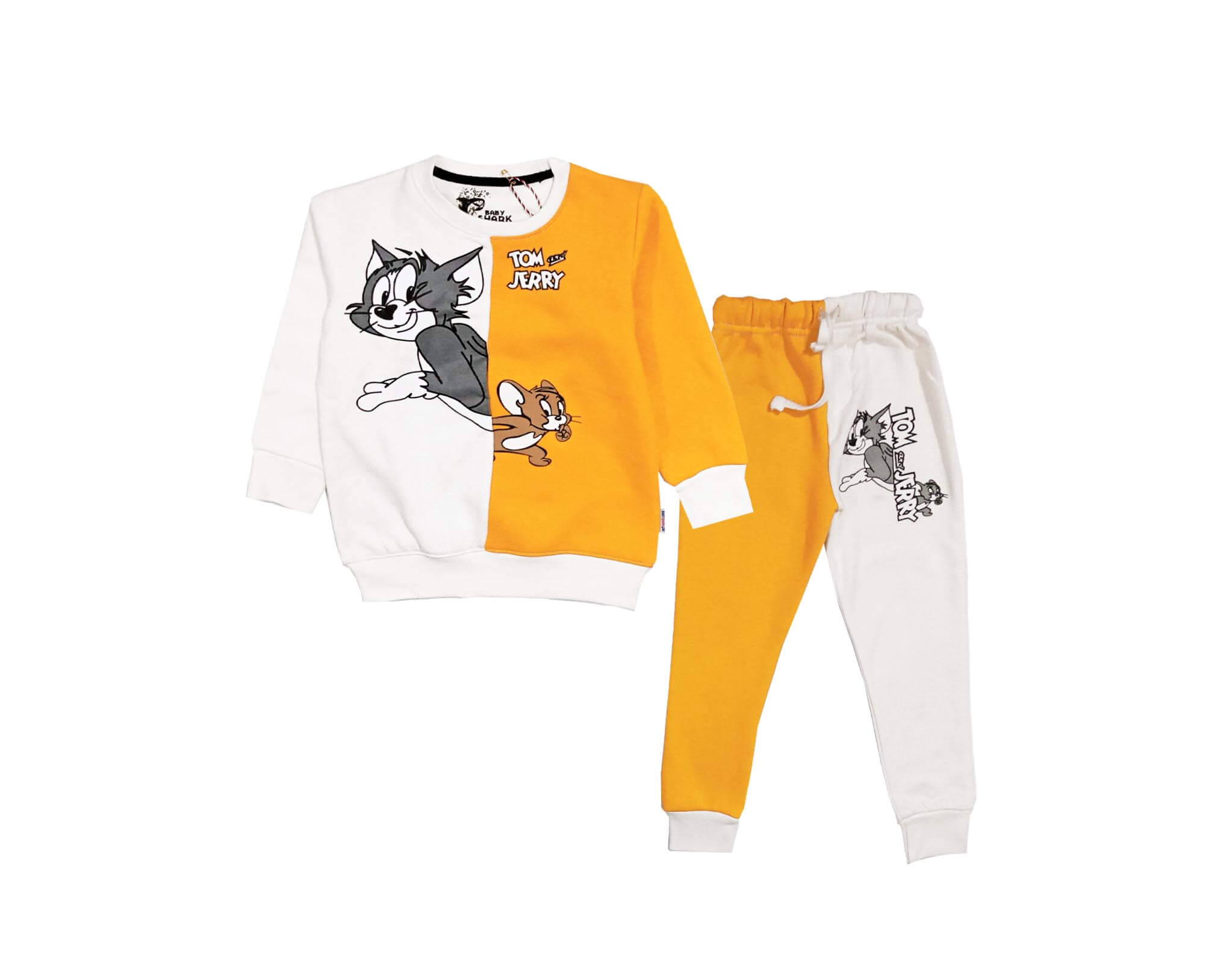 Tom & Jerry & Seel Penal Trouser Fleece Tracksuit - Mustard & White