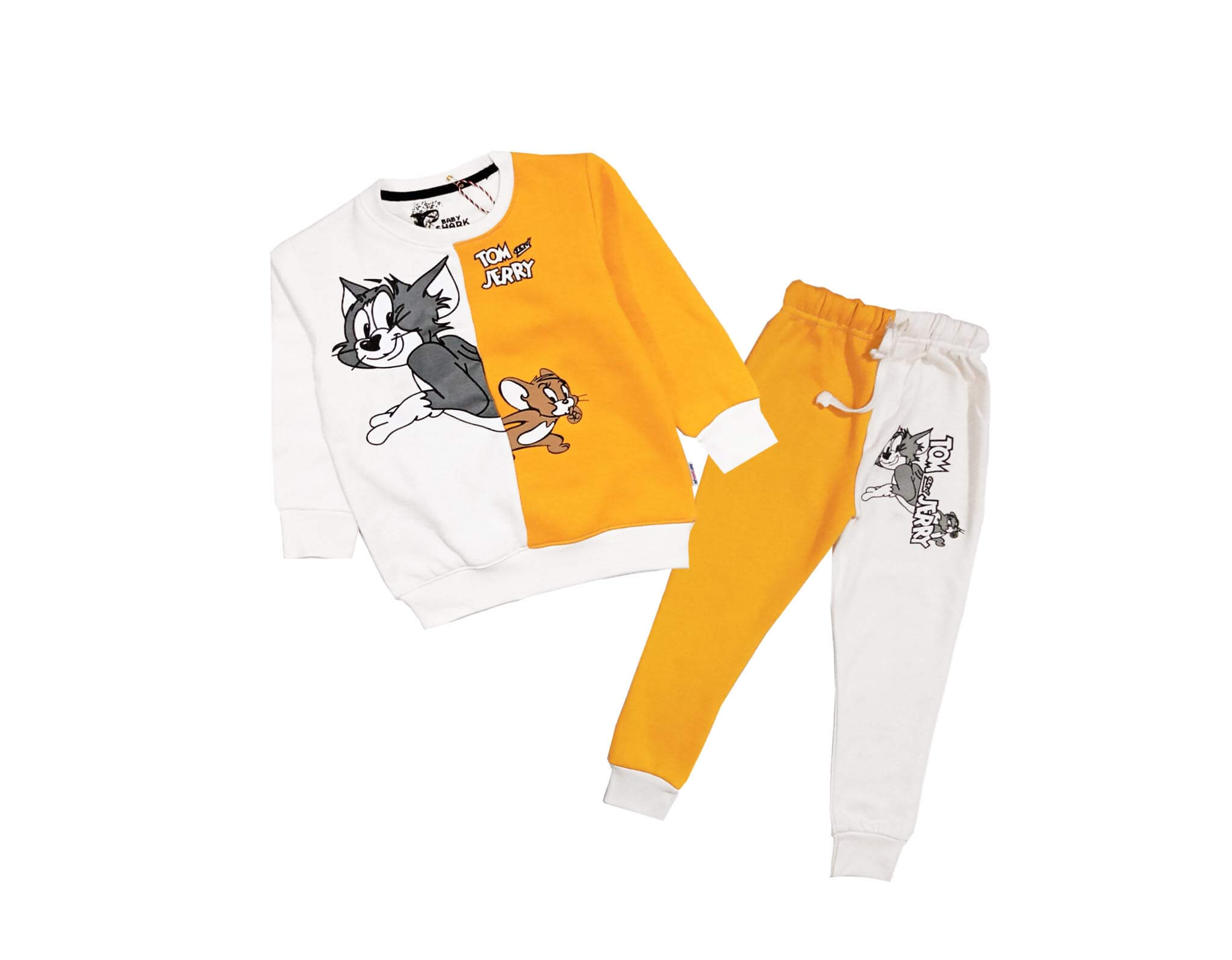 Tom & Jerry & Seel Penal Trouser Fleece Tracksuit - Mustard & White