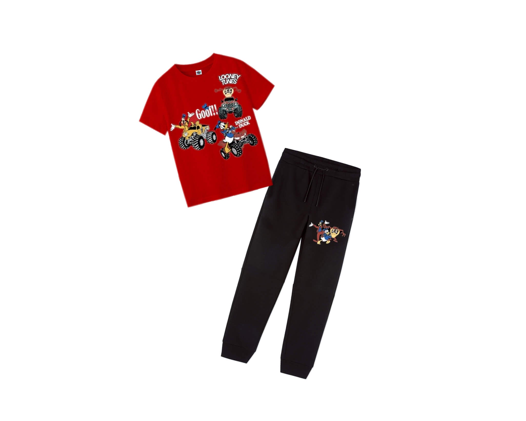 Toon Truck Adventure Tee &amp; Trouser - Red &amp; Black